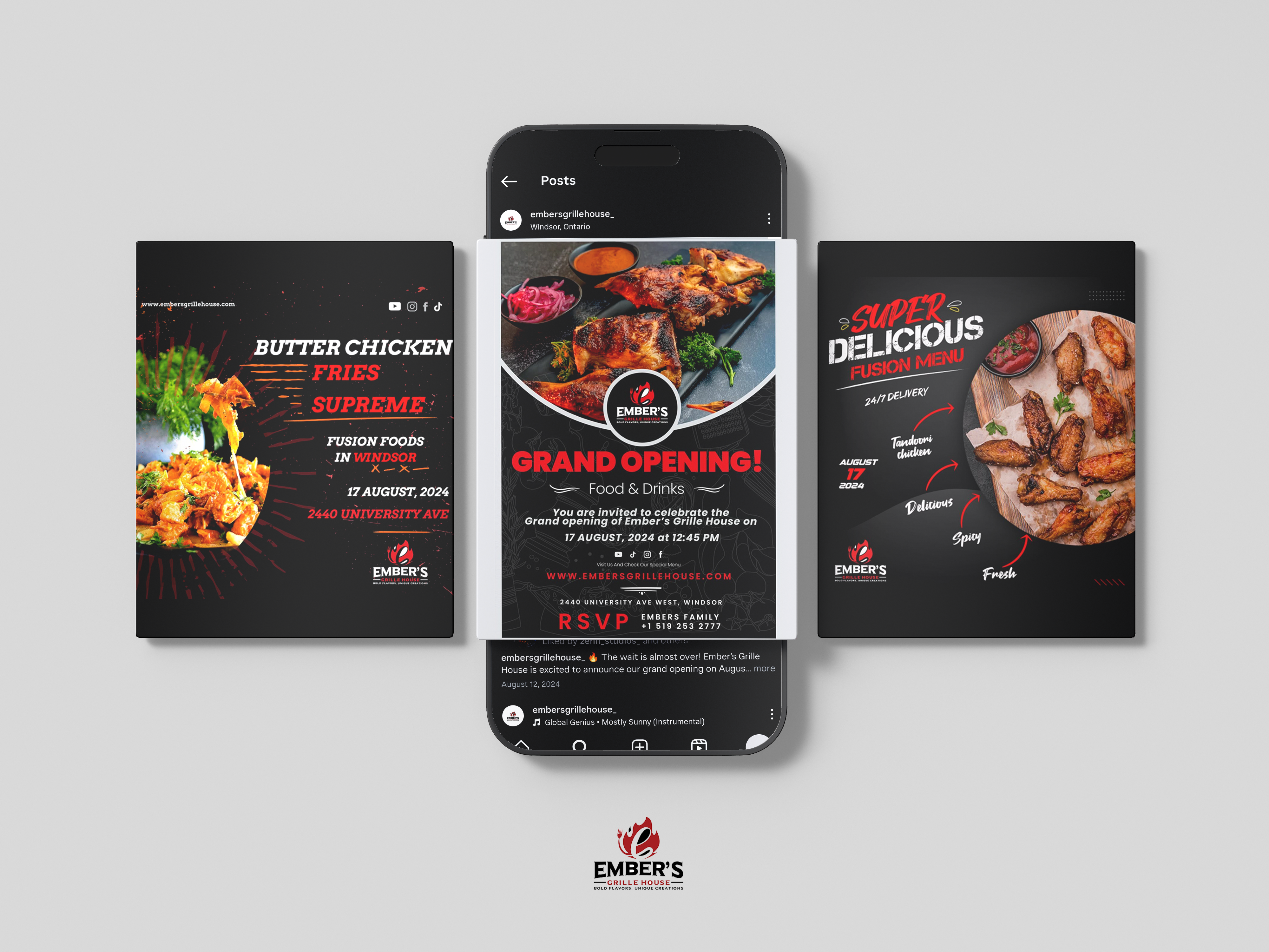 Embers Grille House - Logo, Visuals & Social Media
